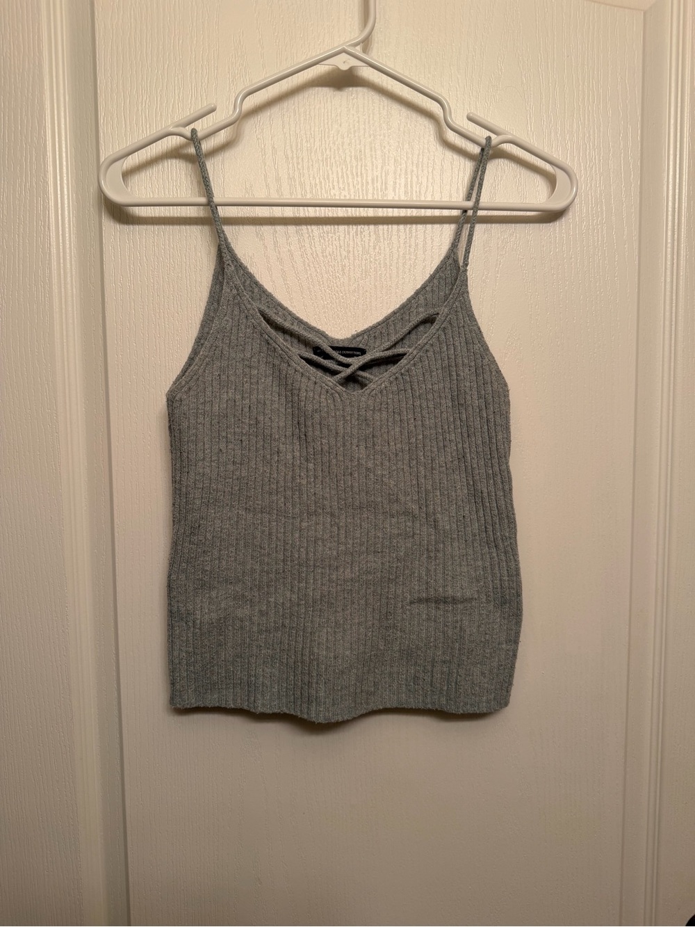 American Eagle Outfitters Gray Ribbed Crisscross Cami